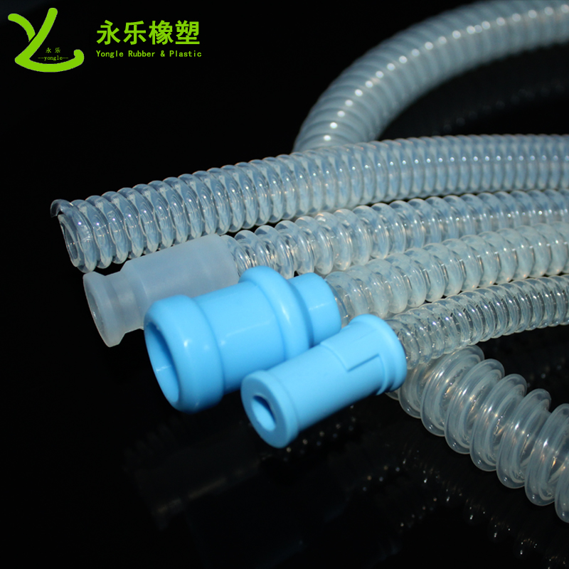 呼吸機硅膠波紋管，透明硅膠波紋管，擠出波紋硅膠管