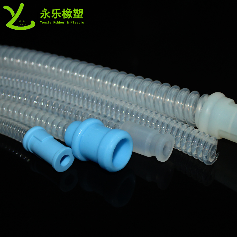 呼吸機硅膠波紋管，透明硅膠波紋管，擠出波紋硅膠管